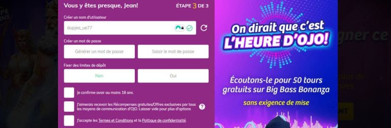 Playojo Casino souscription
